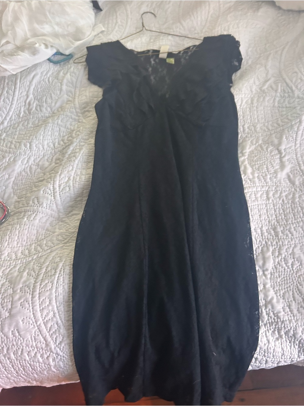 Johnny Martin Black Lace-Trim Midi Dress